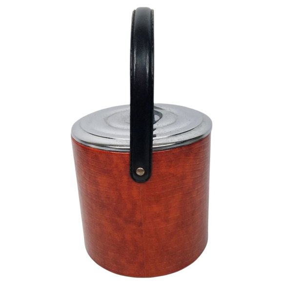 Vintage 1960s Irvinware Ice Bucket Faux Alligator Cocktail Bar Ware Brown MCM - Picture 4 of 11